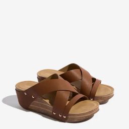 LUNA BLU by Westside Brown Criss-Cross Wedge-Heel Sandals-image-32