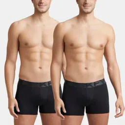 Jockey Black Microfibre Solid Trunks Pack of 2-picture-0