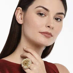 Zaveri Pearls Women Gold-Toned & White Embellished With Pearls Finger Ring-image-69