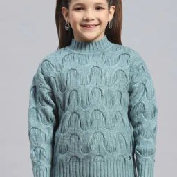 Monte Carlo Kids Olive Self Pattern Full Sleeves Pullover-image-22