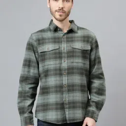 Woodland Green Cotton Regular Fit Checks Shirt-picture-43