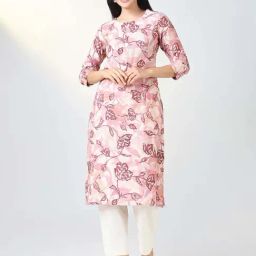Showoff Pink Cotton Regular Fit Printed Kurtas-image-92