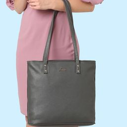 Lavie Pavo Grey Solid Tote Bag-32
