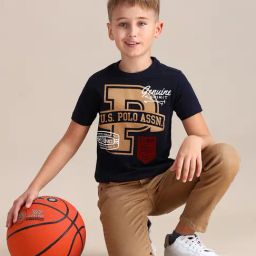 U.S. Polo Assn. Boys Blue Cotton Printed T-Shirt-image-25