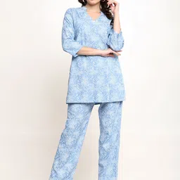 CORDSET Printed Mandarin Collar Pure Cotton Tunic With Trouser-picture-46