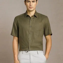 Louis Philippe Green Linen Regular Fit Shirt-picture-33
