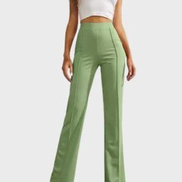 BUYNEWTREND Green High Rise Trousers-image-23