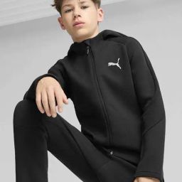 Puma Boys Puma Black Cotton Logo Full Sleeves Winter Jacket-image-50