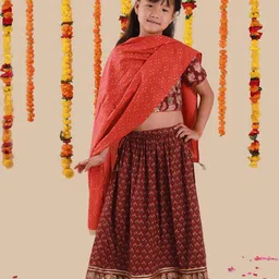 Sangria Girls Embellished Lehenga With Choli & Dupatta-picture-50