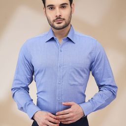 Raymond Men Contemporary Spread Collar Solid Cotton Formal Shirt-image-77