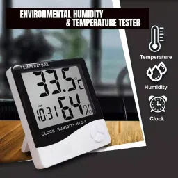 VMTRONIX Digital Hygrometer Thermometer -10 to 50°C Clock LCD Display, HTC-1 image 5