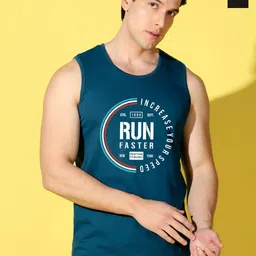 WOOSTRO Pack Of 2 Printed Combed Cotton Gym Vests VWS26(RUN PEACOCK)(ENJOY BLACK)-picture-6