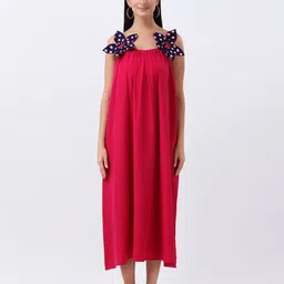 Qurvii Women Shoulder Straps A-Line Midi Dress-image-71