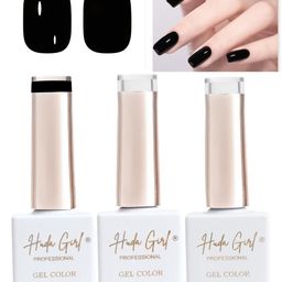 Huda Girl Set Of 3 Soak Off Gel Nail Polish - 15 ml Each - Black, Top & Base Coat-44