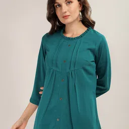 Prettify Teal Solid Georgette Top-image-2