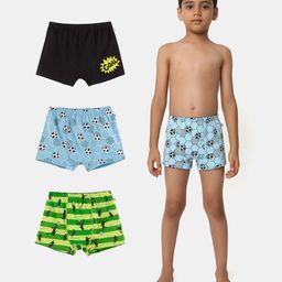 Plan B 100% Cotton Pack Of 3 Football  Printed Boxers - Black Lime Green & Pool Blue-image-70