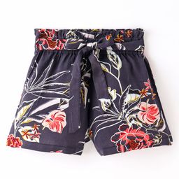 CrayonFlakes Floral Printed Belt Detailed  Shorts - Black-picture-13