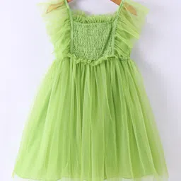 Kookie Kids Puffed Sleeves Solid Color Party Gown with Frill Detailing -Yellow-picture-13