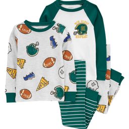 Carter's 4-Piece Sports 100% Snug Fit Cotton Pajamas - Dark Green & Grey-image-21