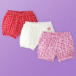 Pine Kids Cotton Lycra Knit Bloomer with Heart & Floral Print Pack of 3 - ( Color May Vary )-image-51