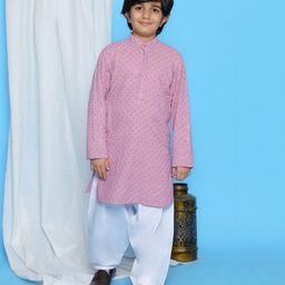 AJ Dezines Full Sleeves Sequin Embroidered Kurta Pyjama Set - Lavender-image-47