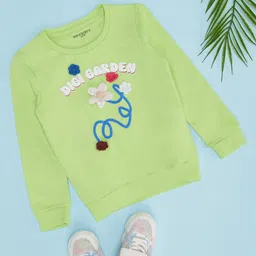 Pantaloons Junior Full Sleeves Floral Applique Detailed Sweatshirt - Green-picture-46