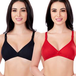 Bella Mama Cotton Elastane Knit Maternity Non Wired Nursing Bra Pack of 2 (Colour May Vary)-image-75