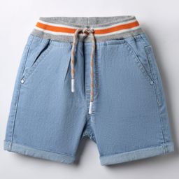 Babyhug Denim Mid Thigh Washed Ribbed Shorts - Light Blue-image-97