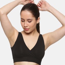 &Circus Modal Solid Maternity Bra With Nursing Access - Black-image-5