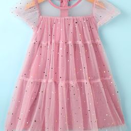 Mark & Mia Half Sleeves Party Dress with Stars Sequin - Plum-image-40