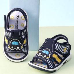 Cute Walk by Babyhug Sandals with Velcro Closure & Car Applique - Navy Blue-image-36