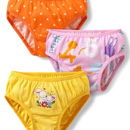 Babyhug 100% Cotton Polka Dots & Animal Printed Panties Pack Of 3 - Multi Colour-image-50
