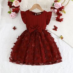 INCLUD Girls Flutter Sleeve Fit & Flare Dress-picture-6