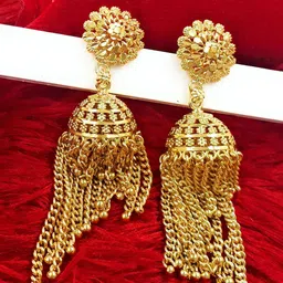 Anujeet Fashion Hub Gold-Plated Dome Shaped Jhumkas-22