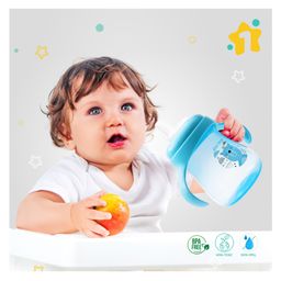 1st Step Matte Collection BPA Free Soft Spout Sipper with Twin Handles for Easy Grip - Blue image 2