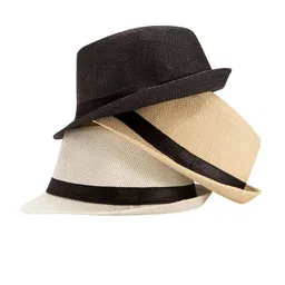 Infispace Men Grey Self Design Fedora Hat image 4