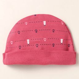Simply Interlock Knit Cap Mitten & Booties Set with Nautical Theme Print Red - Diameter 10 cm image 4