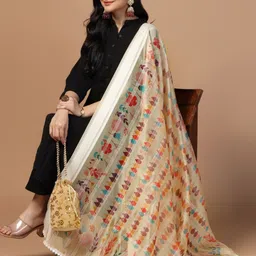 Kaizen TEXO FAB Ethnic Motifs Printed Organza Dupatta image 5
