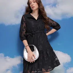 CORSICA Floral Woven Design Semi-Sheer Dress-picture-8