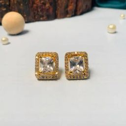 Abdesigns Gold-Plated American Diamond Stud Earrings-image-30