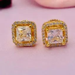 Abdesigns High Quality Gold-Plated Tiny Square CZ Stud Earrings-image-62
