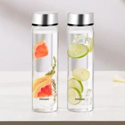 ?Borosil Water Bottle For Hot & Cold Water Set of 2 (Transparent, ?550 ml)-42