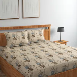 CHHILAKIYA Multicoloured Floral 210 TC King Bedsheet with 2 Pillow Covers-image-97
