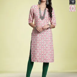 Moda Rapido Women Ethnic Motifs Printed Thread Work Floral Crepe Kurta-image-78