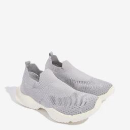 Yellow by Westside Grey Knit-Textured Slip-On Shoes-image-1