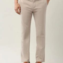 Arrow Brown Polyester Slim Fit Self Formal Trousers-image-58