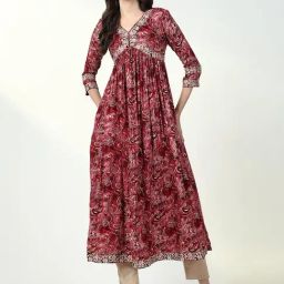 SHOWOFF Red & White Embroidered Kurta-picture-23