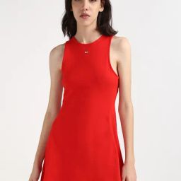 TOMMY HILFIGER Red Cotton Regular Fit A Line Dress-image-62