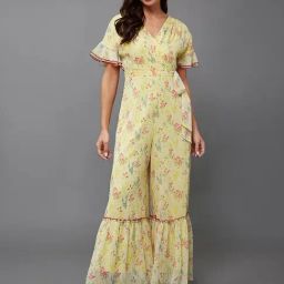 Miss Chase Yellow Chiffon Floral Jumpsuit-image-23