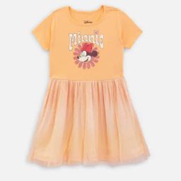 Nap Chief Girls Orange Cotton Blend Graphic Dress-image-37